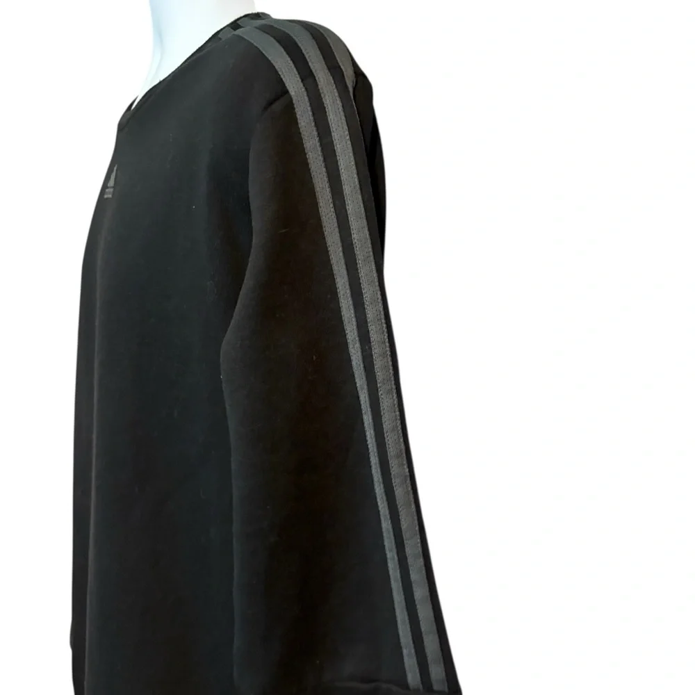 Adidas Men’s Crewneck Sweatshirt Black With Gray Stripes Large
